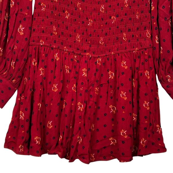 Free People Smock It Too Me Floral Dress Ruby Combo OB885578 Women's Small NWT - Picture 9 of 12
